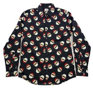 Mens North Pole Trading Co Long Sleeve Santa Sunglasses Shirt Button Up Medium